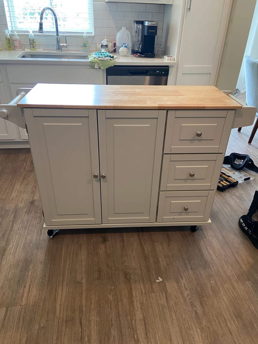 Assembled rolling kitchen island